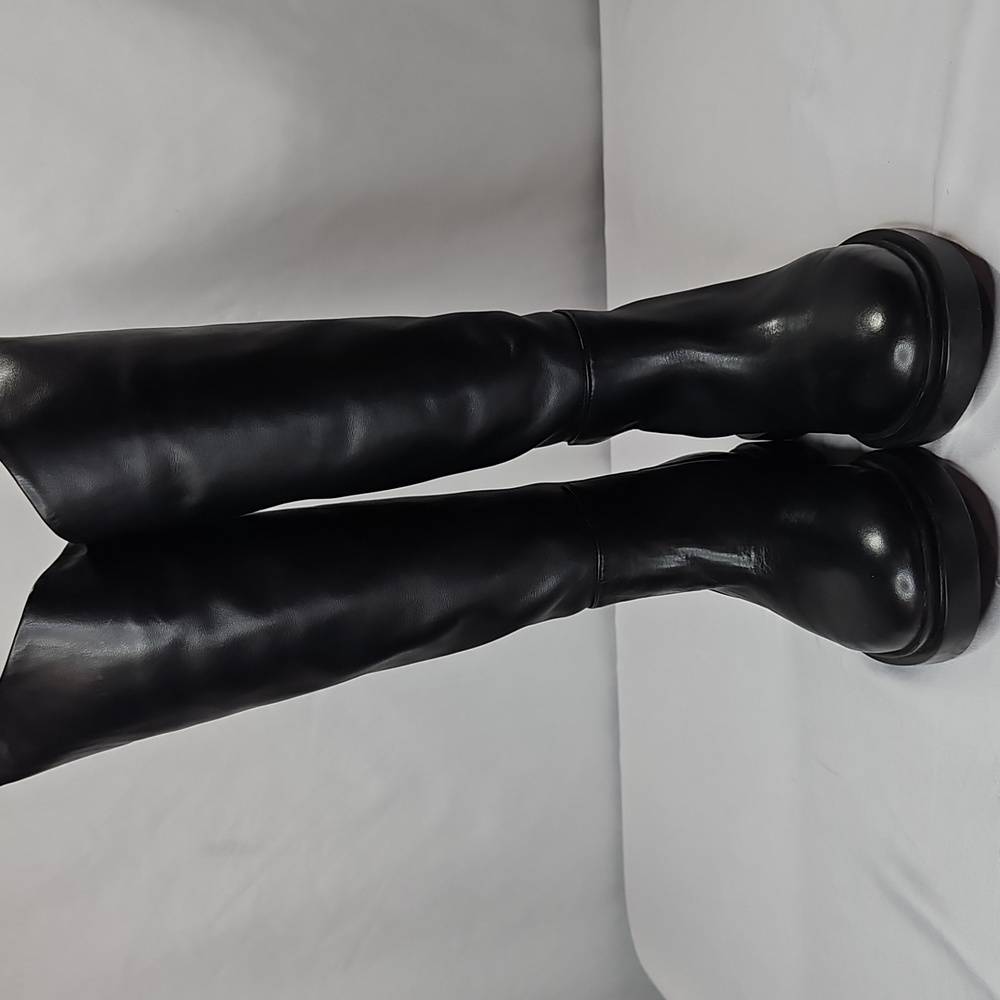 Steve Madden Gaige-Wide Calf Black Leather Riding Boots Size 8 - Picture 5 of 10